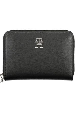 Tommy Hilfiger Accessoires, Dames, Zwart, ONE Size, Polyester, Elegante Zwarte Portemonnee met Meerdere Compartimenten