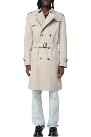 Burberry Mantels, Heren, Grijs, XL, Katoen, Tijdloze Klassieke Trenchcoat
