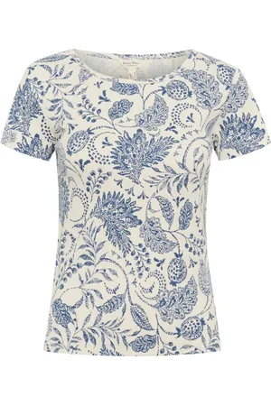 Part Two Tops, Dames, Blauw, XS, Gestreepte Tee Oceana Paisley Print
