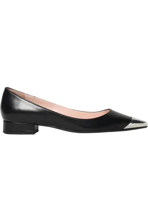 ANNA F. Schoenen, Dames, Zwart, 40 EU, Zwarte Leren Ballet Flats