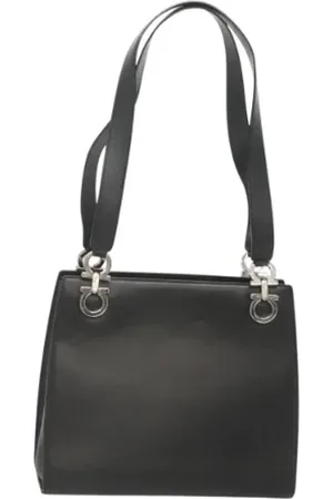 Salvatore Ferragamo Pre-owned, Dames, Zwart, ONE Size, Leer, Tweedehands leren handtassen