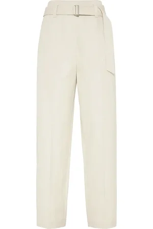 Brunello Cucinelli Broeken, Dames, , 2Xs, Broek met Riem en Persplooi