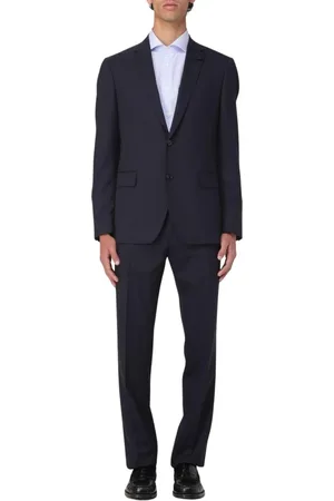LARDINI Pakken, Heren, Blauw, M, Tweed, Elegant Zwart Tweedelig Pak