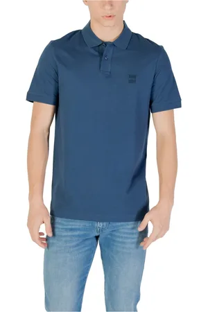 HUGO BOSS Tops, Heren, Blauw, M, Katoen, Korte Mouw Polo Shirt Lente/Zomer Collectie