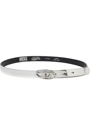 Diesel Accessoires, Dames, Grijs, 95 CM, Elegant Zilver Decoratieve Riem