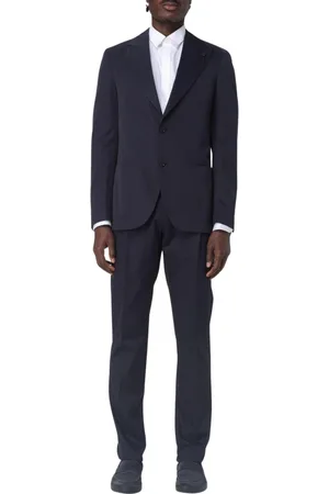 LARDINI Pakken, Heren, Blauw, S, Blauw Single-Breasted Pak met Inkeping Revers