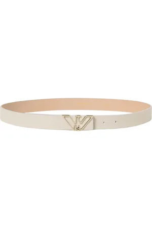 Emporio Armani Accessoires, Dames, , 100 CM, Zwarte leren riem met kenmerkende details