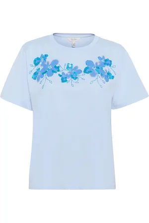 Part Two Tops, Dames, Blauw, S, Pailletten, T-shirt met kralen en pailletten