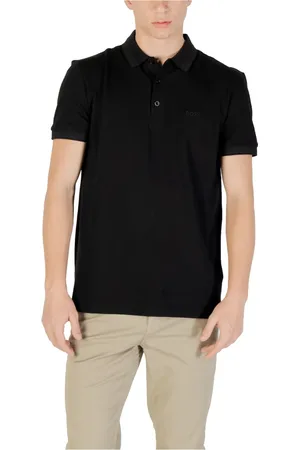 HUGO BOSS Tops, Heren, Zwart, L, Katoen, Elegante Heren Polo Shirt