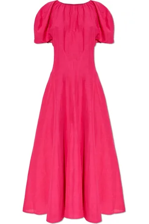 Tory Burch Kleedjes, Dames, Roze, S, Linnen, Jurk met korte mouwen