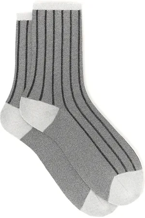 Gallo Ondergoed, Dames, Veelkleurig, S, Korte grijze glitter en spaced twin-rib sokken voor vrouwen