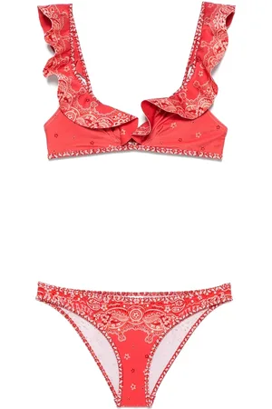 ZIMMERMANN Badkleding, Dames, Rood, S, Bandana Print Koraalrode Strandkleding