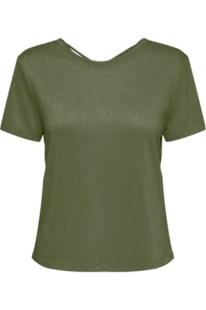 ONLY Tops, Dames, Groen, L, Glitter Life Top in Kalamata/Frosted Almond