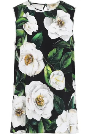 Dolce & Gabbana Tops, Dames, Veelkleurig, L, Zwarte Zijden Top voor Vrouwen