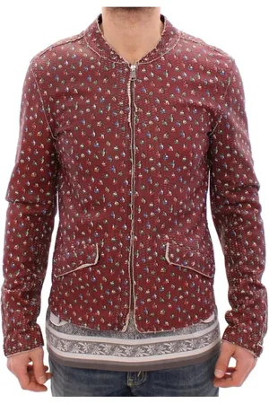 Dolce & Gabbana Jassen, Heren, Rood, M, Leer, Bordeaux Boxer Print Leren Jas Jas