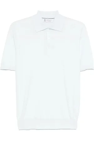 Brunello Cucinelli Tops, Heren, Blauw, M, Lichtblauwe korte mouw trui