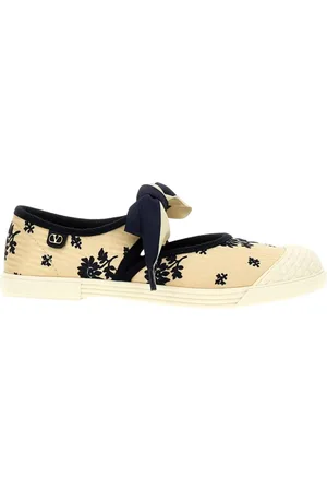 VALENTINO GARAVANI Schoenen, Dames, Veelkleurig, 36 EU, Bloemenprint Strik Sneakers