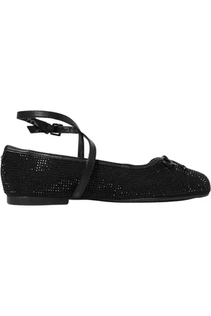Michael Kors Schoenen, Dames, Zwart, 37 EU, Zwarte Kristal Enkelband Platte Schoenen