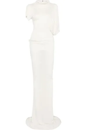 Rick Owens Kleedjes, Dames, Wit, S, Duif Gown Elegant Avondjurk