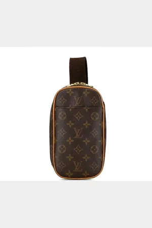 LOUIS VUITTON Pre-owned, Heren, Bruin, ONE Size, Leer, Tweedehands Canvas Louis Vuitton tassen