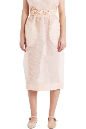 Simone Rocha Rokken, Dames, Roze, M, Katoen, Lichtroze Textuur Tulip Rok