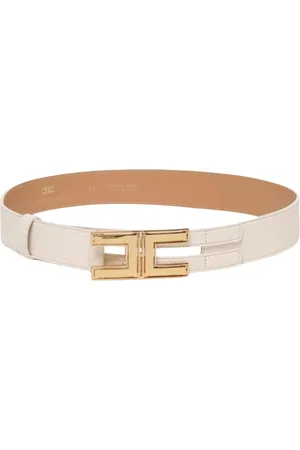 Elisabetta Franchi Accessoires, Dames, Geel, 2Xs, Zwart Double Strap Gouden Gesp Riem
