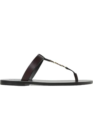 Saint Laurent Schoenen, Heren, Zwart, 43 EU, Luxe Leren Platte Sandalen