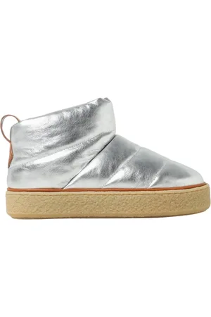 Isabel Marant Schoenen, Dames, Grijs, 36 EU, Leer, Metallic Leren Gewatteerde Enkellaarzen