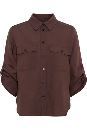 Part Two Blouses & Shirts, Dames, Bruin, 2Xl, Rayanipw Sh Blouse met ¾ Mouwen