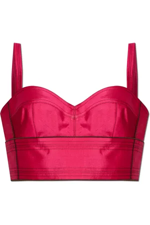 Tory Burch Tops, Dames, Roze, XS, Leer, Korte spaghetti-bandtop