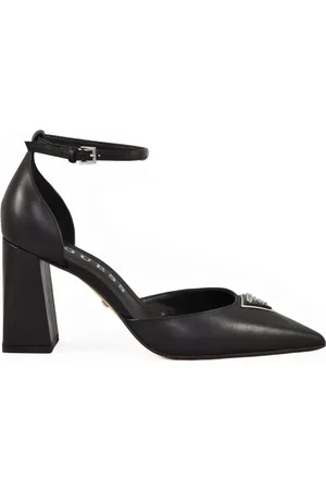 Guess Schoenen, Dames, Zwart, 40 EU, Leer, Leren Decolletè Sandaal met Rubberen Zool