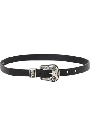 Golden Goose Accessoires, Dames, Zwart, 90 CM, Leer, Zwart Western Style Riem