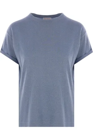Brunello Cucinelli Tops, Dames, Blauw, XS, Trui met glitterdetails