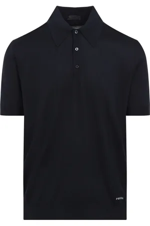 Prada Tops, Heren, Blauw, M, Blauw Polo Shirt Elegante Stijl