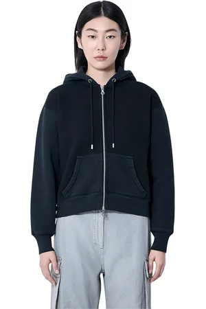 OUR LEGACY Sweatshirts & Hoodies, Dames, Zwart, S, Katoen, Hoodie met rits in stevige jersey