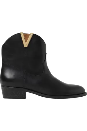 Via Roma Schoenen, Dames, Zwart, 39 EU, Zwarte Leren Enkellaarzen