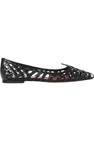 Roger Vivier Schoenen, Dames, Zwart, 37 EU, Geweven leren ballerina flats