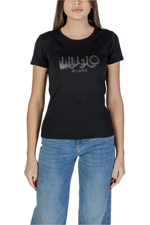 Liu Jo Tops, Dames, Zwart, M, Katoen, Korte Mouw T-shirt Lente/Zomer Collectie