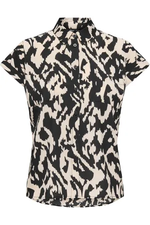 ONLY Overhemden, Dames, Veelkleurig, XL, Birch/Black Grafisch Shirt