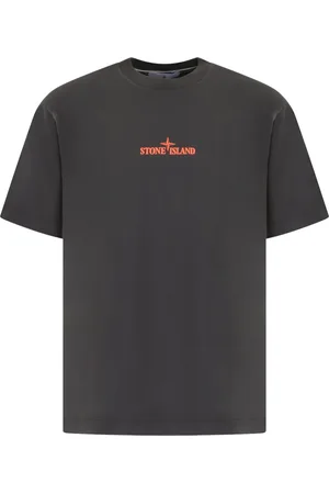 Stone Island Tops, Heren, Grijs, XL, Heren Finger Print T-Shirt Grijs