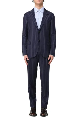 LARDINI Pakken, Heren, Blauw, L, Blauw Gestreept Formeel Pak