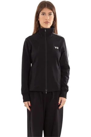 Y-3 Sweatshirts & Hoodies, Dames, Zwart, M, Zwart Track Jacket met 3 Strepen