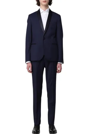 Manuel Ritz Pakken, Heren, Blauw, M, Wol, Blauw Slim Fit Tuxedo Suit