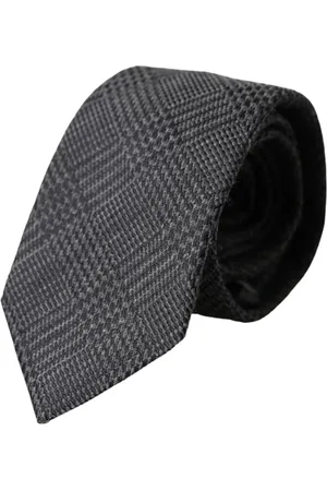 Dolce & Gabbana Accessoires, unisex, Grijs, ONE Size, Donkergrijs Geruit Zijden Heren Stropdas