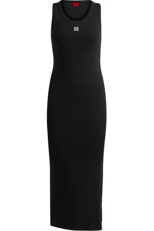 HUGO BOSS Kleedjes, Dames, Zwart, S, Elegante Zwarte Leren Portemonnee