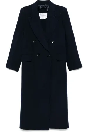 Max Mara Mantels, Dames, Blauw, 2Xs, Navy Double-Breasted Coat
