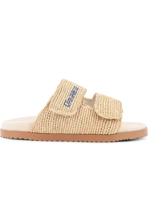Dsquared2 Schoenen, Heren, , 43 EU, Suède, Blauwe Sandalen met Klittenband Borduurwerk