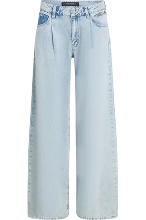 Karl Lagerfeld Jeans, Dames, Blauw, W26, Plati jeans met zilverkleurige logodetails