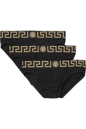 VERSACE Ondergoed, Heren, Zwart, XL, Katoen, Sleutel Print Briefs Pak Stijlvol Comfort