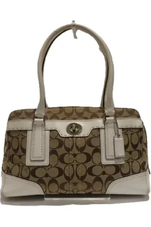 Coach Pre-owned, Dames, Bruin, ONE Size, Leer, Tweedehands Canvas handtassen